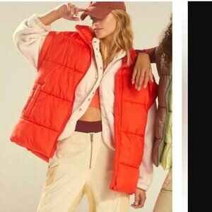FP Movement Women Flame Orange In A Bubble Puffer Vest Size S or M NWOT